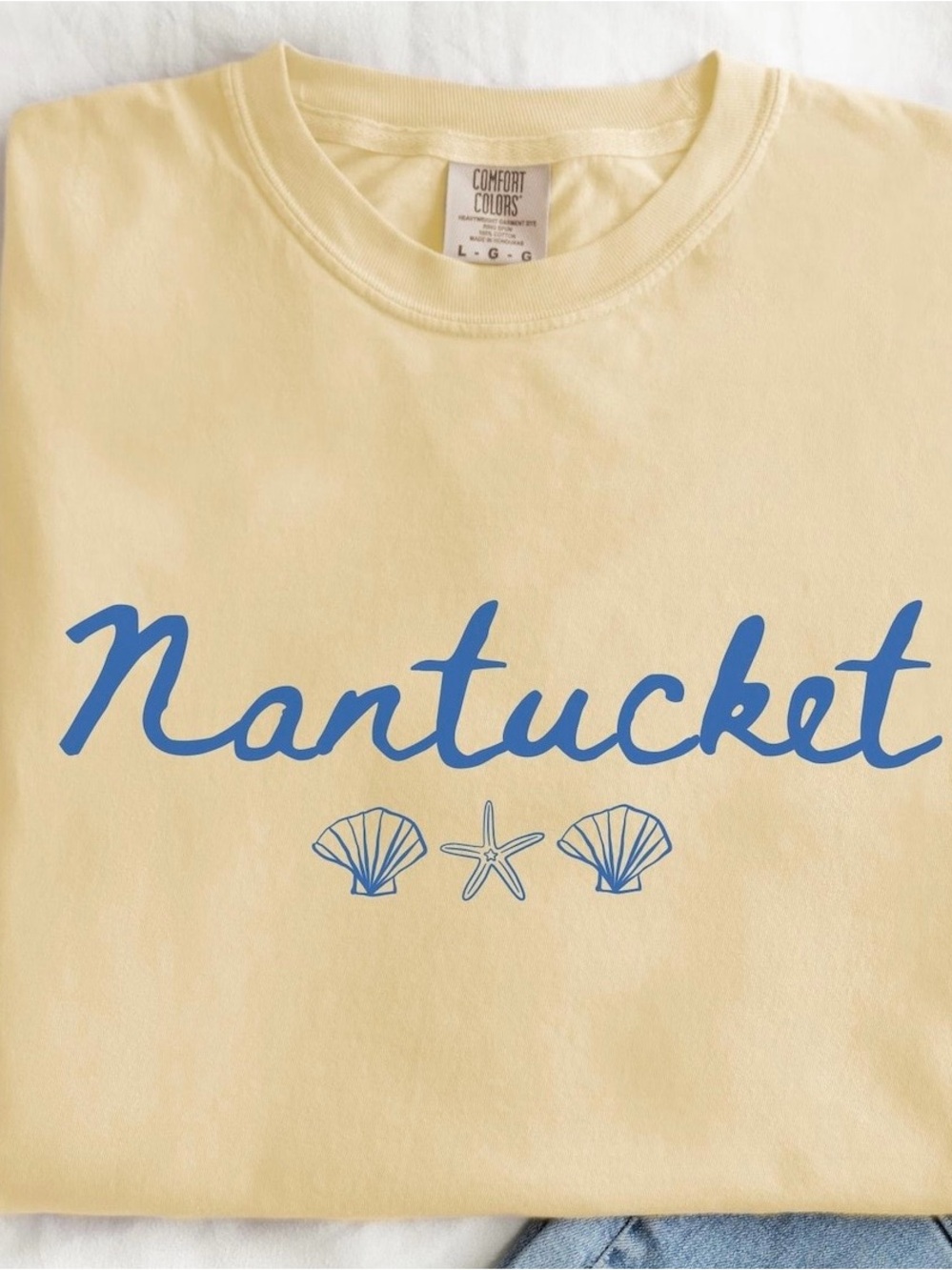 Comfort Colors Kids Yellow Tee with Blue Nantucket Script